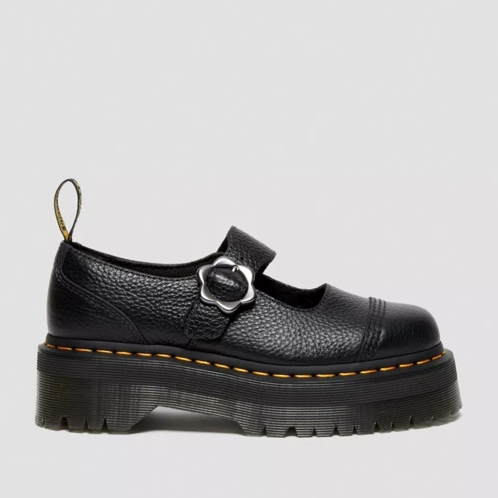 *NEW* Dr. Martens Addina Flower Buckle Leather Platform Shoes - Picture 7 of 11